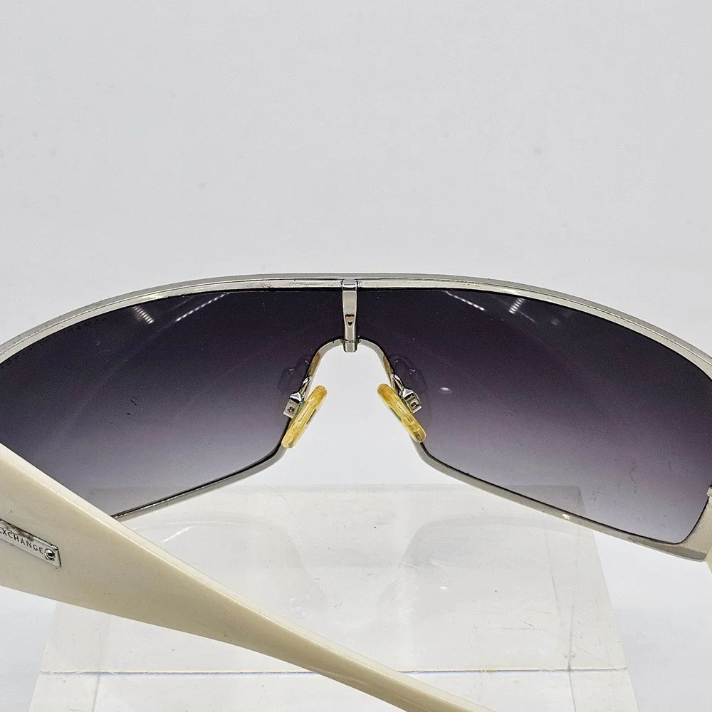Armani Exchange AX009/N/S Shield Sunglasses Cream Silver Purple Gradient Y2K